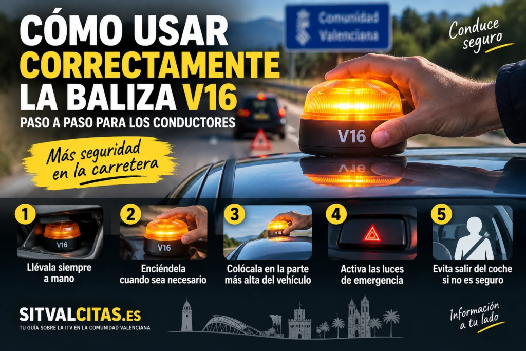 PARTE 3 | Cómo usar correctamente la baliza V16: paso a paso para los conductores