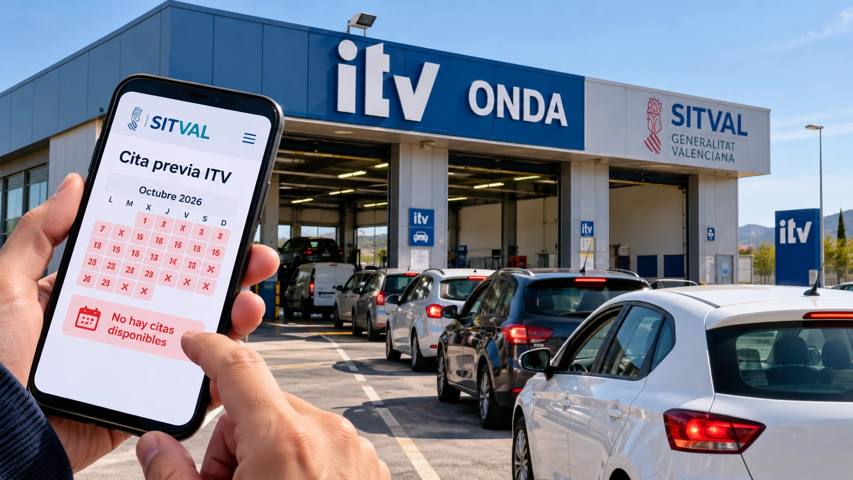 Estación ITV de Onda con vehículos y citas de SITVAL agotadas